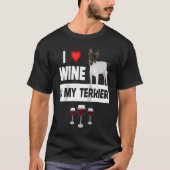 T-shirt J'aime le vin et ma fosse lisse Terrier chien mama (Devant)