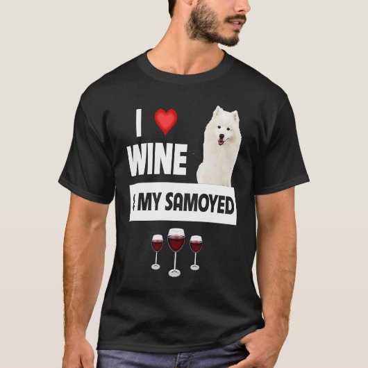 T-shirt J'aime le vin et mes pattes d'élevage Samoyed Mama (Devant)
