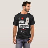 T-shirt J'aime le vin et mes pattes d'élevage Samoyed Mama (Devant entier)