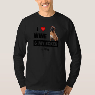 T-shirt J'Aime Le Vin Et Mon Boxer Bulldog Maman Papa Boir