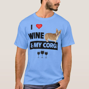 T-shirt J'Aime Le Vin Et Mon Corgi Maman Papa Chien Qui Bo