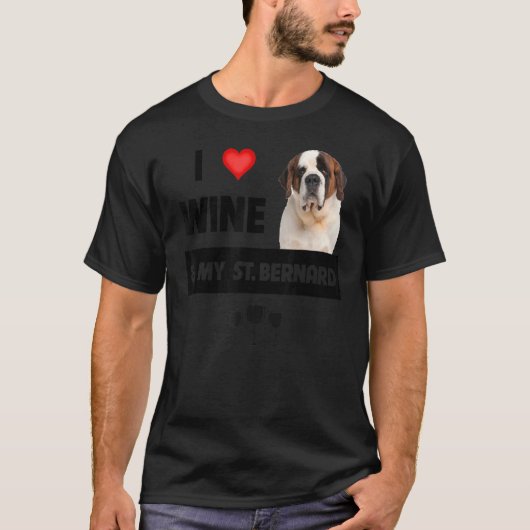 T-shirt J'Aime Le Vin Et Mon St Bernard Maman Papa Proprié (Devant)