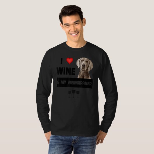 T-shirt J'Aime Le Vin Et Mon Weimaraner Maman Papa Chien P (Devant entier)
