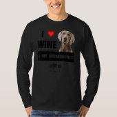 T-shirt J'Aime Le Vin Et Mon Weimaraner Maman Papa Chien P (Devant)