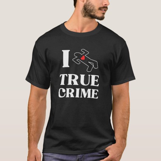 T-shirt J'aime le vrai crime avec le meurtre au crayon et  (Devant)