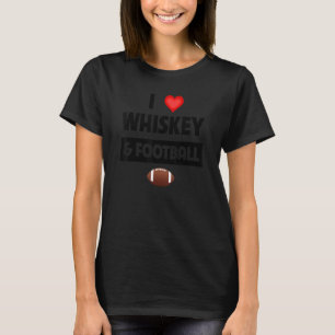 T-shirt J'Aime Le Whiskey Et Le Verre De Football En Train