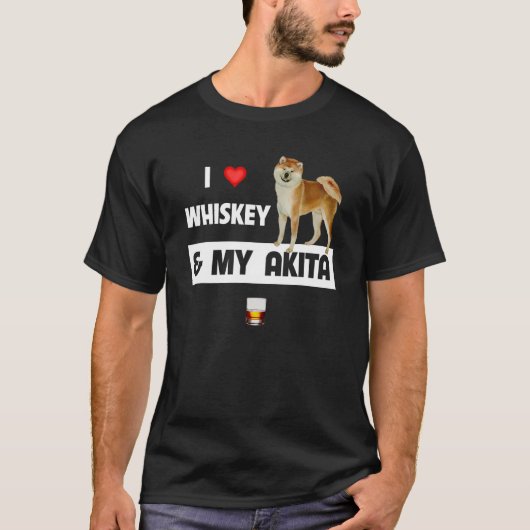T-shirt J'Aime Le Whiskey Et Mon Akita Maman Papa Chien Qu (Devant)