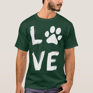 T-shirt J'aime l'empreinte de patte de chien Impression de