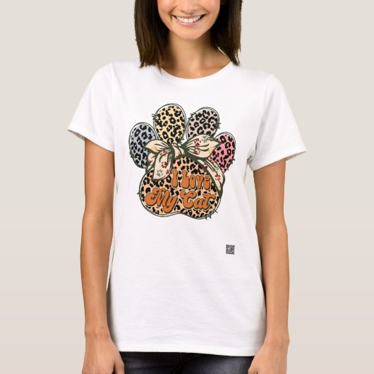 T-shirt J'aime l'empreinte de patte de mon chat (Devant)