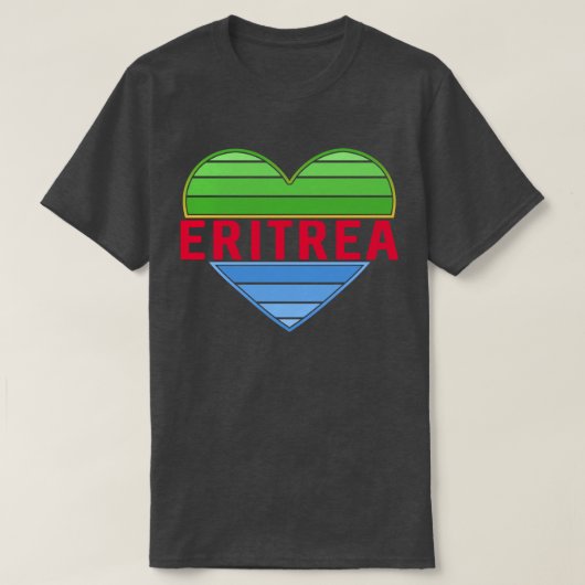 T-shirt J'aime l'Erythrée, coeur érythréen (Design devant)
