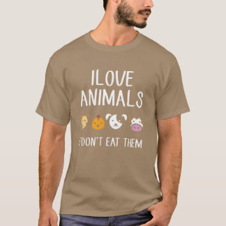 T-shirt J'aime les animaux je ne les mange pas Drôle drôle