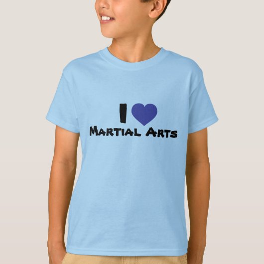 T-shirt J'aime les arts martiaux coeur bleu (Devant)