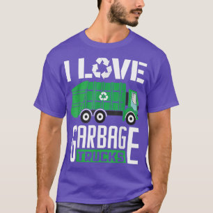 T-shirt J'aime les camions à ordures Recyclage de camion à