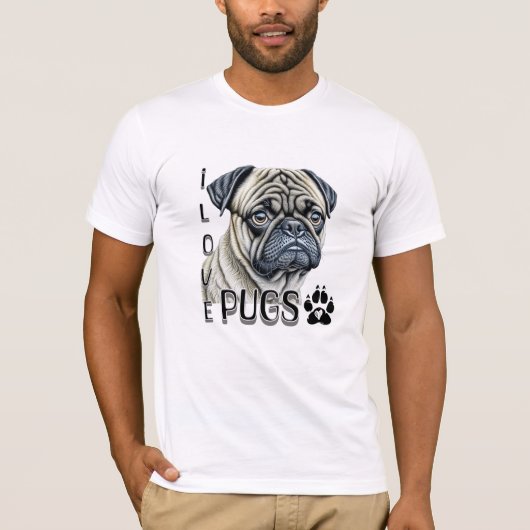 T-shirt J'aime les Carlins | Propriétaires de chiens migno (Devant)