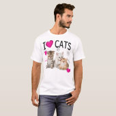 T-shirt J'aime les chats | Amoureux des chats I love Kitte (Devant entier)