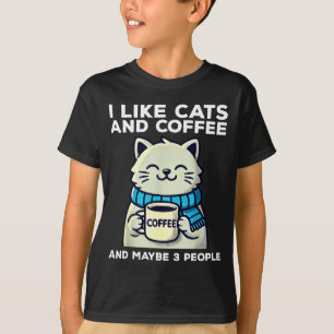 T-shirt J'aime les chats café peut-être 3 personnes chat d