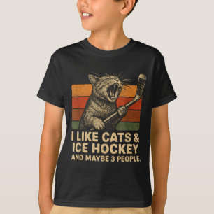 T-shirt J'Aime Les Chats De Hockey Sur Glace Et Peut-être