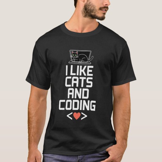 T-shirt J'aime les chats et la programmation passion tech  (Devant)