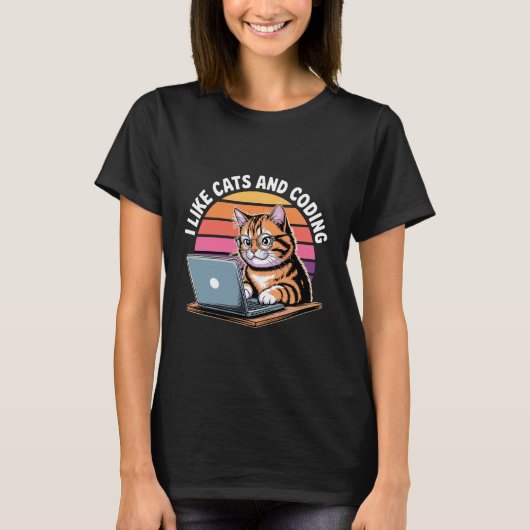 T-shirt J'aime les chats et la programmation Passion Tech (Devant)