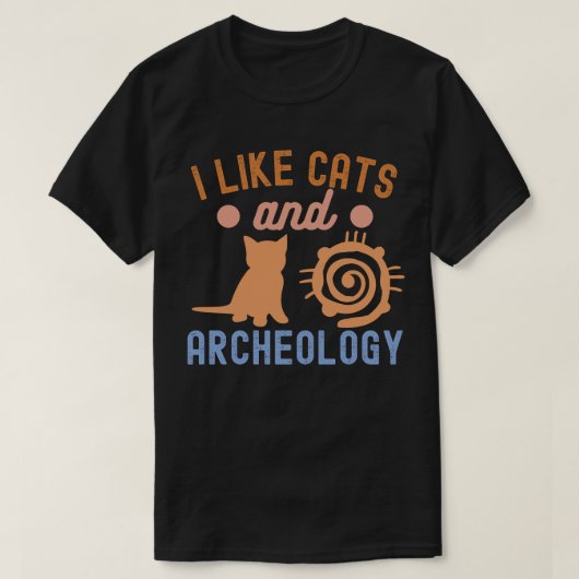 T-shirt J'aime les chats et l'archéologie, l'archéologie (Design devant)