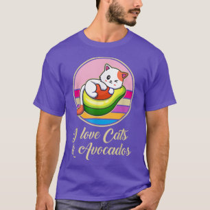 T-shirt J'aime les chats et les avocats rétro vegans végét
