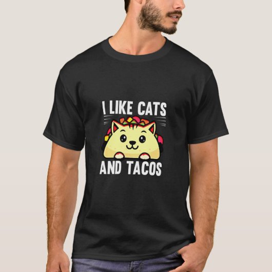 T-shirt J'Aime Les Chats Et Les Tacos Chat (Devant)