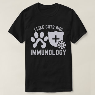 T-shirt J'aime les chats et l'immunologie