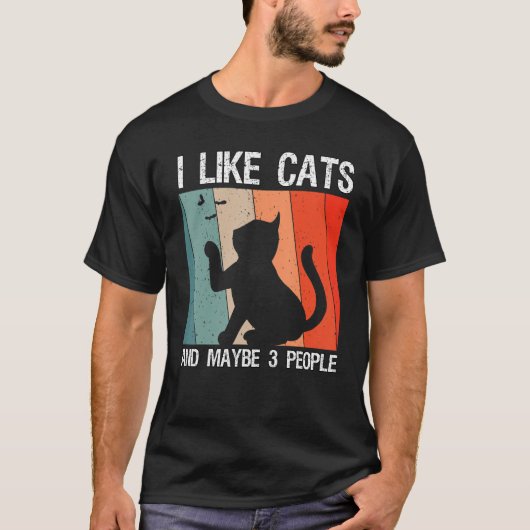 T-shirt J'Aime Les Chats Et Peut-Être 3 Personnes Chats 1 (Devant)