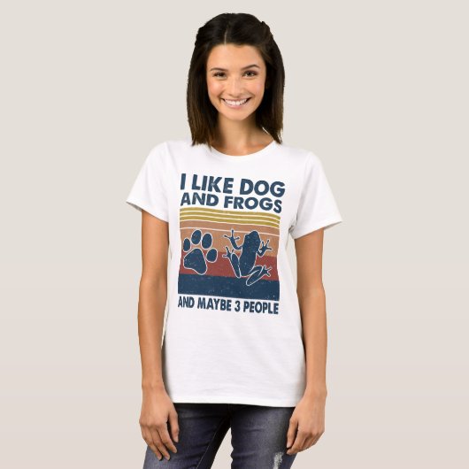 T-shirt J'aime les chiens et les grenouilles peut-être 3 p (Devant entier)