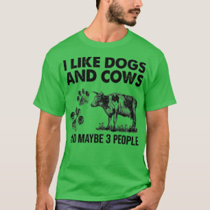 T-shirt J'Aime Les Chiens Et Les Vaches Peut-Être 3 Person