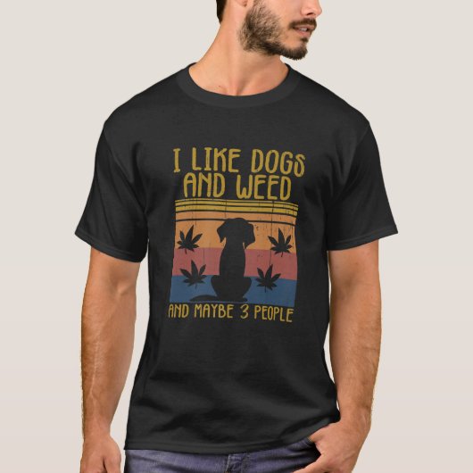 T-shirt J'Aime Les Chiens Et L'Herbe Et Peut-Être 3 Person (Devant)