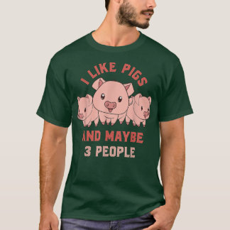 T-shirt J'Aime Les Chiens Et Peut-Être 3 Personnes Fermier