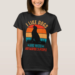 T-shirt J'aime les chiens l'herbe et peut-être 3 personnes