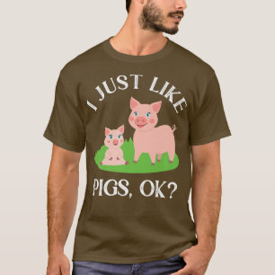 T-shirt J'Aime Les Cochons Drôle Mignonne Agriculture Coch