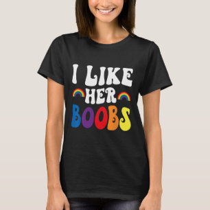T-shirt J'aime les couples lesbiens des seins Lgbtq drôle