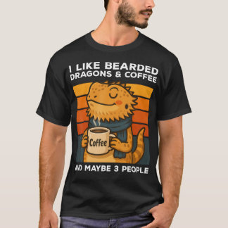 T-shirt J'aime les dragons barbus et le café et peut-être 