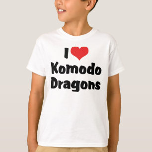 T-shirt J'aime les dragons de Komodo cœur