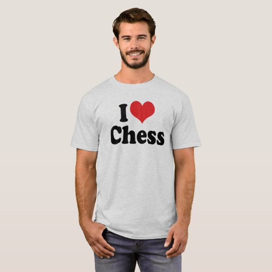 T-shirt J'Aime Les Échecs Coeurs (Devant entier)