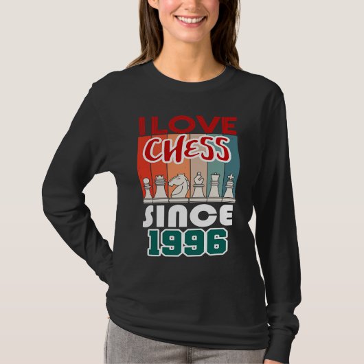 T-shirt J'aime les échecs depuis 1996 (Devant)