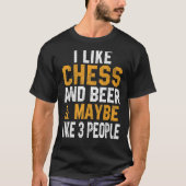 T-shirt J'Aime Les Échecs Et La Bière Joueuse Reine Roi Fe (Devant)