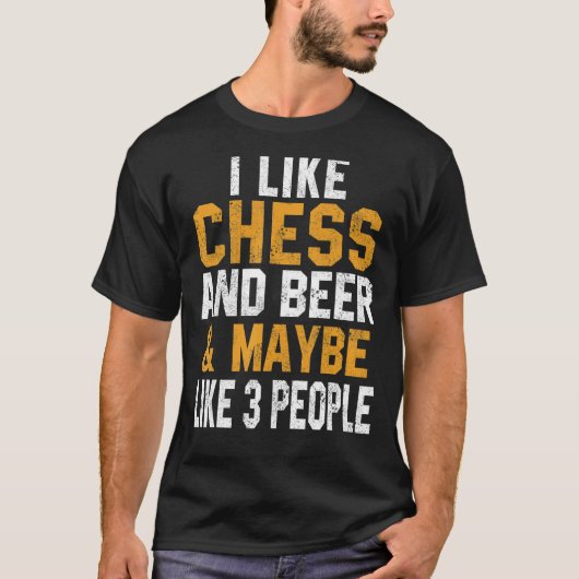 T-shirt J'Aime Les Échecs Et La Bière Joueuse Reine Roi Fe (Devant)