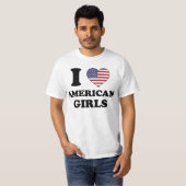T-shirt J'aime les filles américaines (Devant entier)