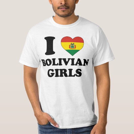 T-shirt J'aime les filles boliviennes (Devant)