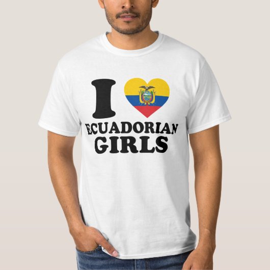 T-shirt J'aime les Filles Équatoriennes Drapeau Équateur D (Devant)