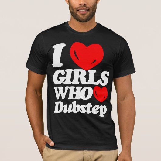 T-shirt J'aime les filles qui aiment Dubstep (blanc/rouge) (Devant)