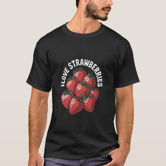 T-shirt J'aime les fraises Déclaration passionnée de baie (Devant)