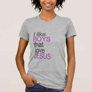 T-shirt J'aime les garçons qui aiment la chemise de Jésus