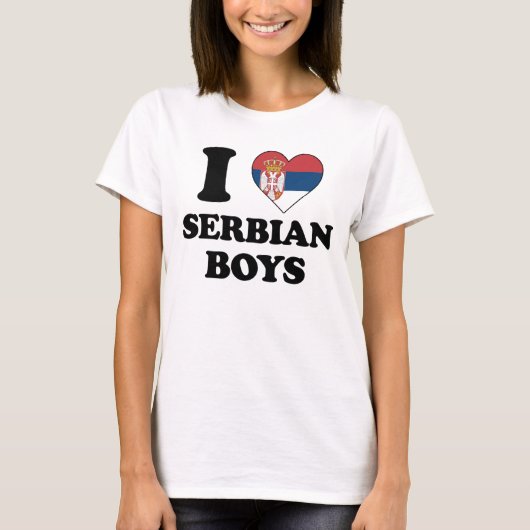 T-shirt J'aime les garçons serbes (Devant)