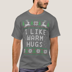 T-shirt J'Aime Les Hugs Chauds Drôle Mauvais Noël Joyeux V
