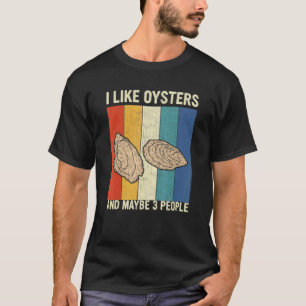 T-shirt J'Aime Les Huîtres Et Peut-Être 3 Personnes Retro